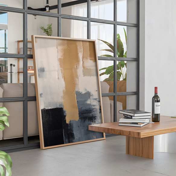 アートポスター 抽象画 モダン ベージュ ブラック グレー 北欧インテリア 韓国風アート 5枚目の画像