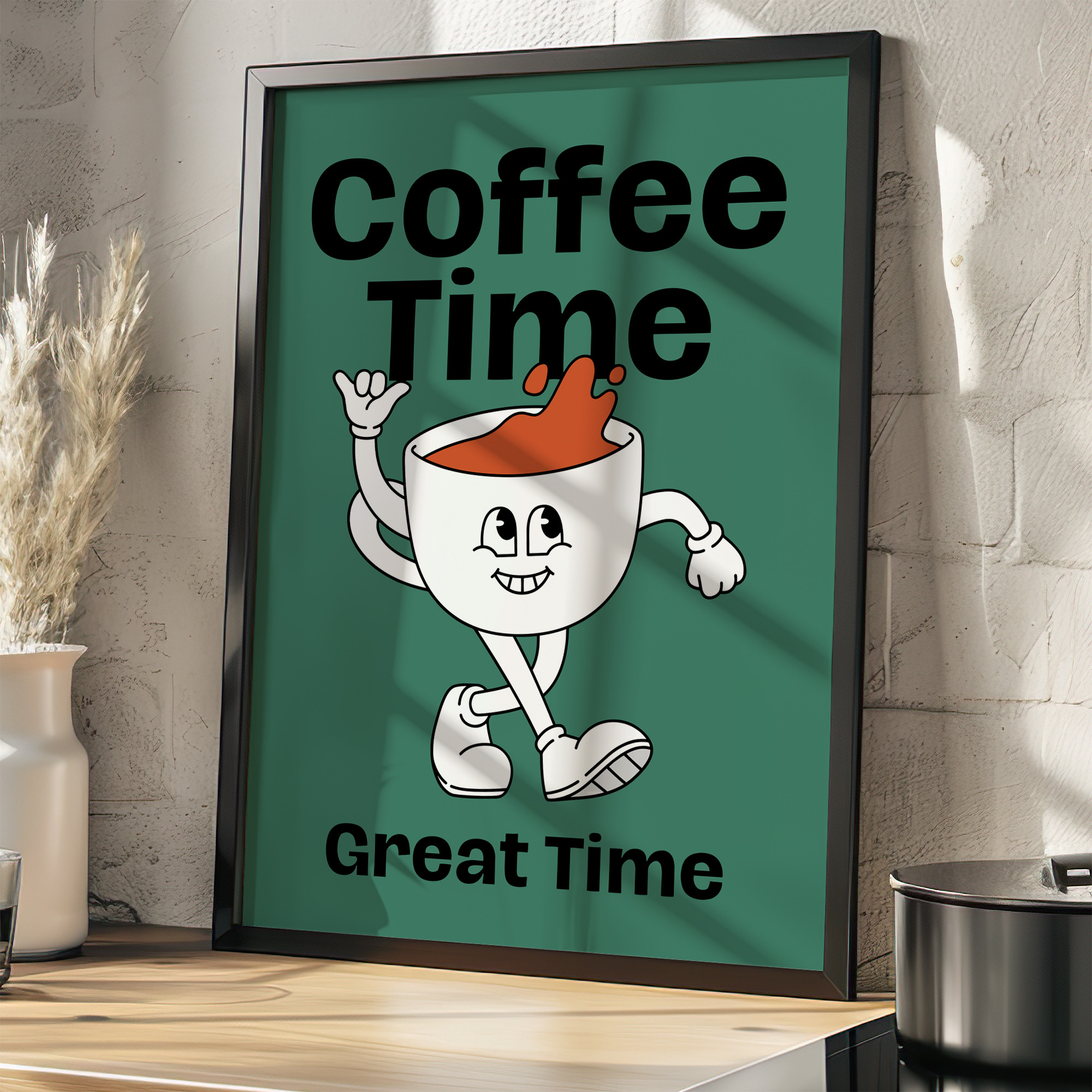 アンティーク　ポスター　Tea Coffee 北欧 風 インテリア アート ポスター【 Tea time 】ブラウン