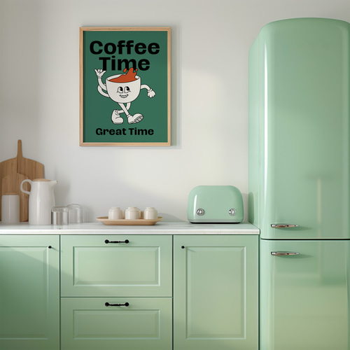 アートポスターコーヒータイム カフェ風 レトロポップ かわいい