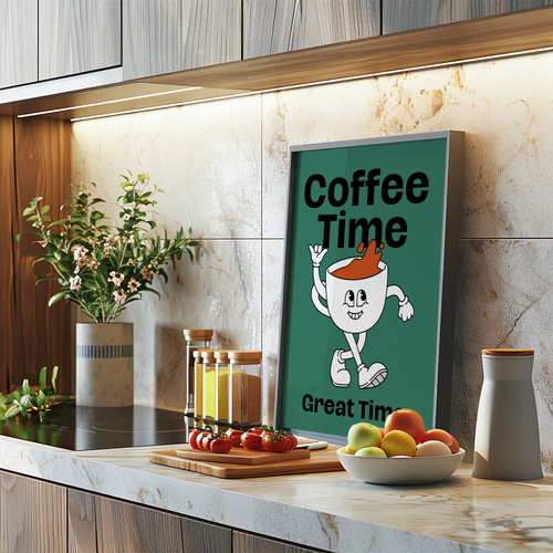 アートポスターコーヒータイム カフェ風 レトロポップ かわいい