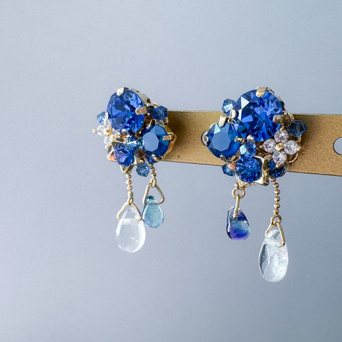 正規品★SWAROVSKI★スワロフスキー★水色★青★揺れるピアス★ Galet ドロップピアス, ブルー, ロジウム・プレーティング