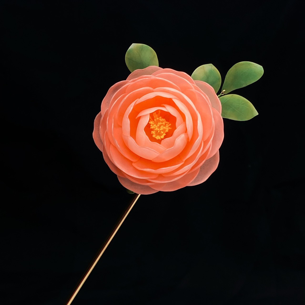 【金具変更可能】リアル乙女椿の一本かんざし