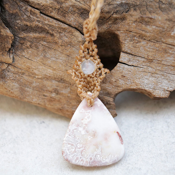 ロゼッタジャスパー天然石マクラメネックレスmac409-エスニックアジアンエキゾチックなマクラメアクセサリー 11枚目の画像