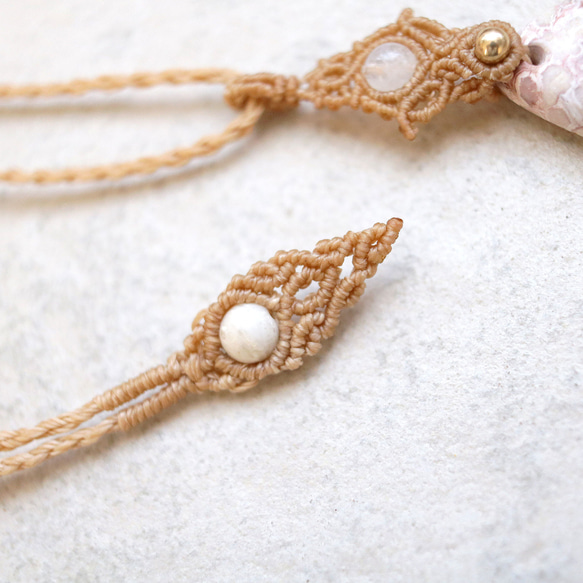 ロゼッタジャスパー天然石マクラメネックレスmac409-エスニックアジアンエキゾチックなマクラメアクセサリー 7枚目の画像