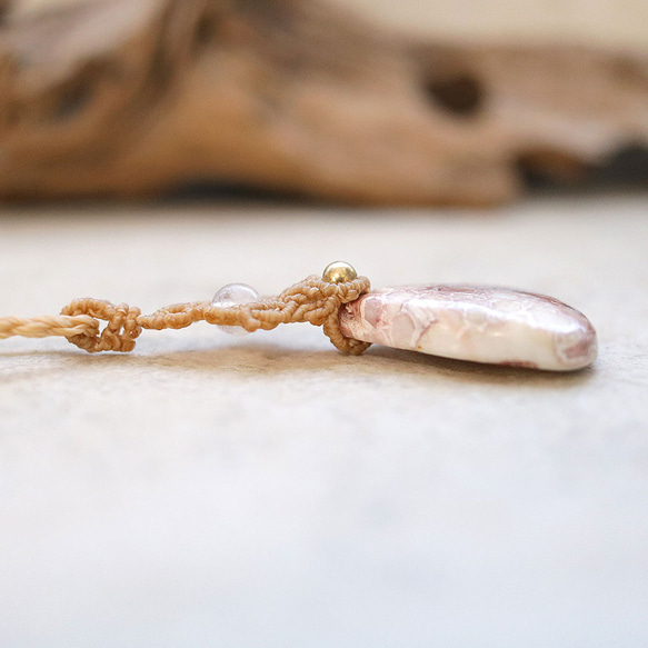 ロゼッタジャスパー天然石マクラメネックレスmac409-エスニックアジアンエキゾチックなマクラメアクセサリー 8枚目の画像