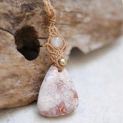 ロゼッタジャスパー天然石マクラメネックレスmac409-エスニックアジアンエキゾチックなマクラメアクセサリー 3枚目の画像