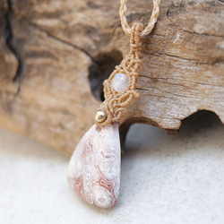 ロゼッタジャスパー天然石マクラメネックレスmac409-エスニックアジアンエキゾチックなマクラメアクセサリー 4枚目の画像