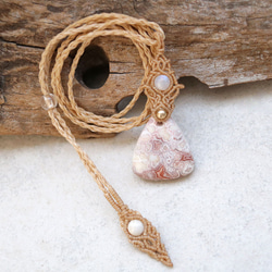 ロゼッタジャスパー天然石マクラメネックレスmac409-エスニックアジアンエキゾチックなマクラメアクセサリー 10枚目の画像