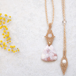 ロゼッタジャスパー天然石マクラメネックレスmac409-エスニックアジアンエキゾチックなマクラメアクセサリー 1枚目の画像