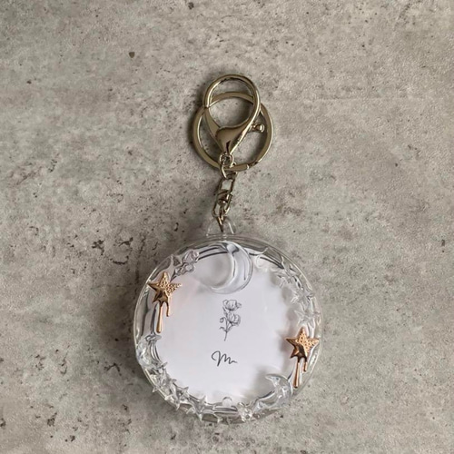 缶バッジ】バッジケースキーホルダー 『melt』pink gold metal