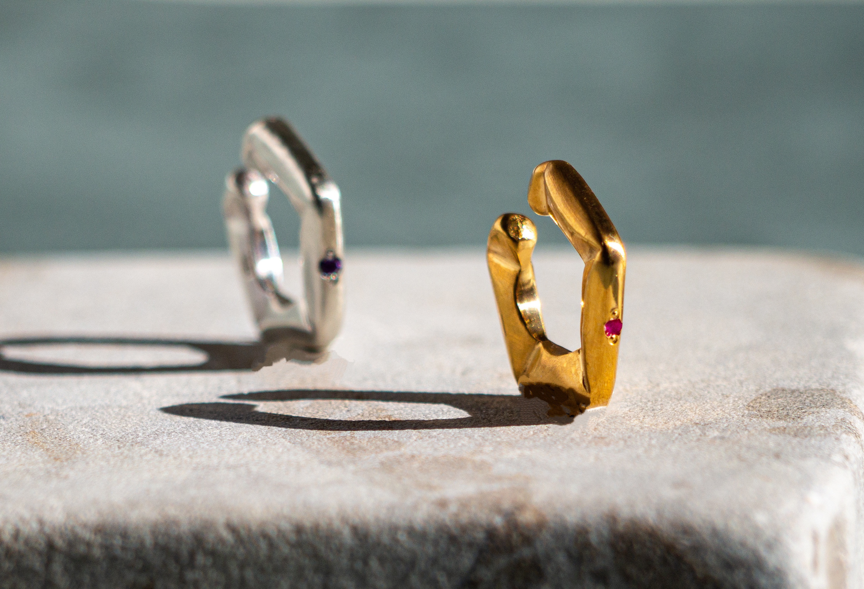 天然石選べるイヤーカフ/ルビー・アメジスト/五角形《送料無料》