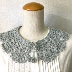 再販＊コットンのティペット・つけ襟　手編み　パステル　#13 2枚目の画像