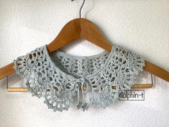 再販＊コットンのティペット・つけ襟　手編み　パステル　#13 1枚目の画像