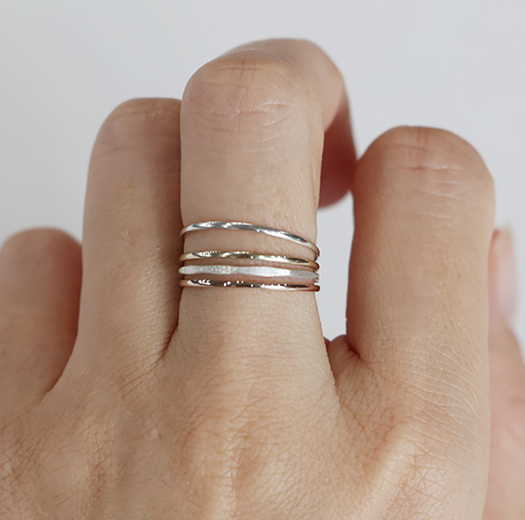 【重ね着けリングセット K10/SV950】３本セット＋おまけリング 華奢リング 10金 ゴールド ピンク シルバー