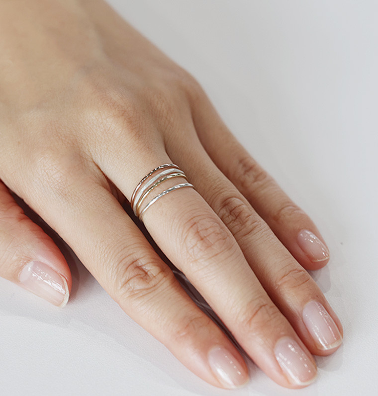 【重ね着けリングセット K10/SV950】３本セット＋おまけリング 華奢リング 10金 ゴールド ピンク シルバー