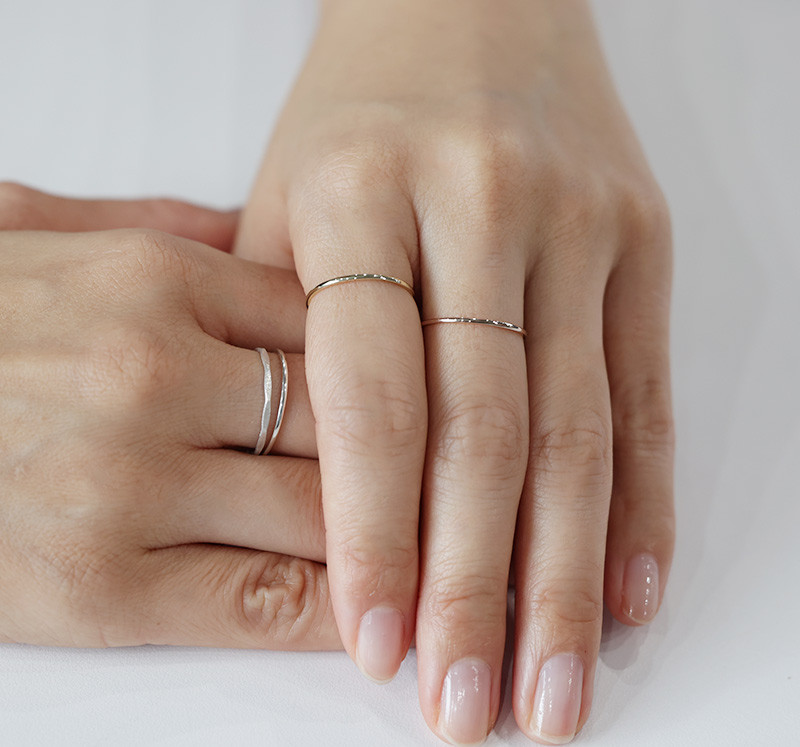 【重ね着けリングセット K10/SV950】３本セット＋おまけリング 華奢リング 10金 ゴールド ピンク シルバー