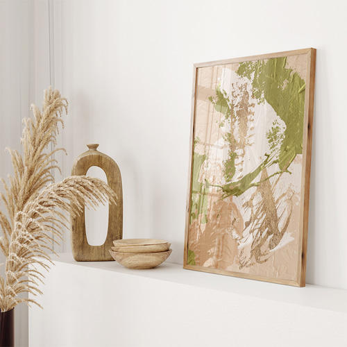 黄色　緑　グリーン　ブラウン　ゴールド　抽象画　絵画　　北欧　モダン Garden 抽象画 (F6)/北欧/モダン/黄色/イエロー/ゴールド/金