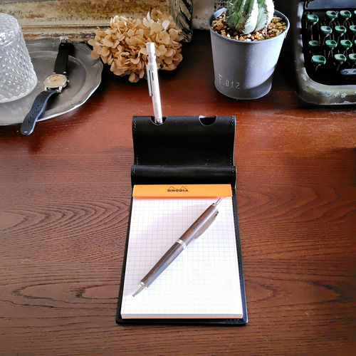 メモパッド付きペンスタンド】RHODIA N°13◇メモ帳◇ペン立て◇スマホ