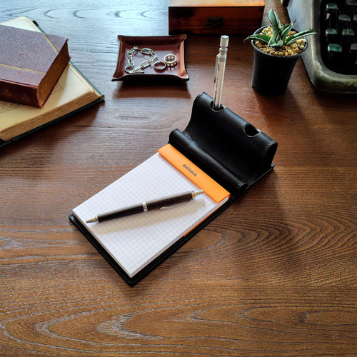 メモパッド付きペンスタンド】RHODIA N°13◇メモ帳◇ペン立て◇スマホ