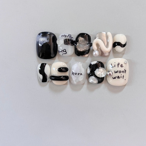 No.41 ネイルチップ モノトーンネイル ブラックネイル 個性派ネイル