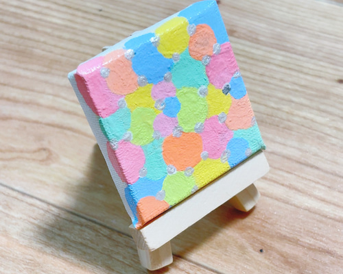 絵手書き絵画(キャンバス&アクリル絵の具) 5cm】パステルニュアンス キャンバスアート カラフル アクリル絵の具