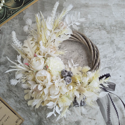 Healing blue＞＊フラワーリース＊ハーフリース＊三日月リース