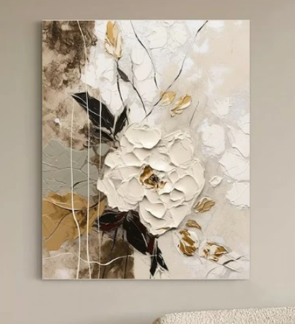キャンバスアート テクスチャーアート 花 油絵 抽象画 モダン