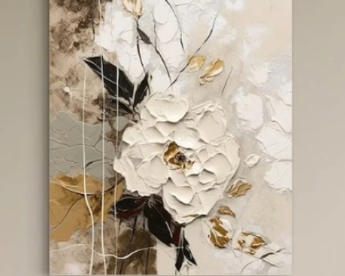 キャンバスアート テクスチャーアート 花 油絵 抽象画 モダン