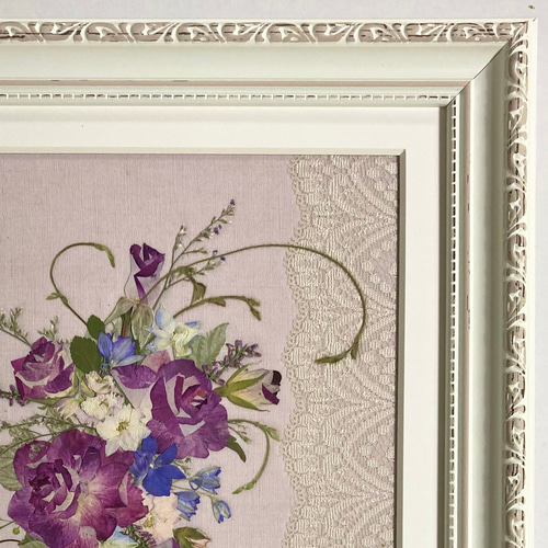 押し花絵画　押し花アート(薔薇)　ハンドメイド アトリエ•アキ 押し花ワークショップのお知らせ 押し花で作る