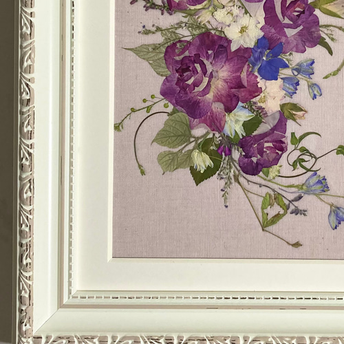 押し花絵画　押し花アート(薔薇)　ハンドメイド 押し花額 押し花アート バラ 敬老の日 誕生日 記念日 その他