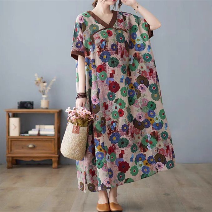 夏の新作、ワンピース、レディース、 ゆったり、花柄