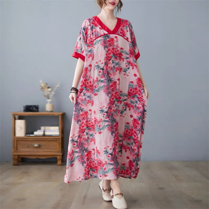 夏の新作、ワンピース、レディース、 ゆったり、花柄