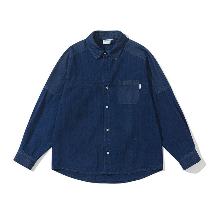 春 秋秋冬新作 メンズ デニムカラー長袖シャツ 無地 男 おしゃれ アウトドア 屋外 トップス コットン 10,238円