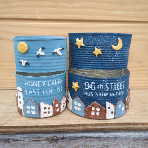リメイク缶♡♡みぃ出品 リメイク缶 ワイヤー付 2個 A-7 リメ缶バッグ リメイク鉢 - メルカリ