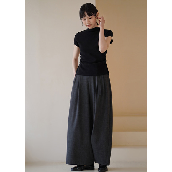 背中設計感ありニットベスト　ウール混紡ニットベスト　ブラック　M-L#685 6枚目の画像