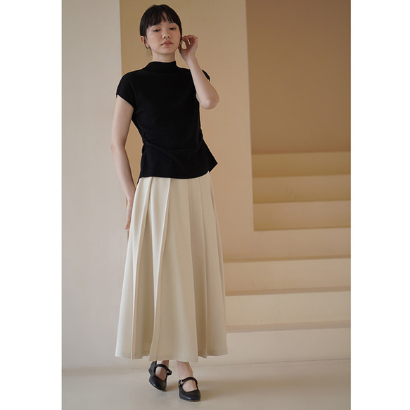 背中設計感ありニットベスト　ウール混紡ニットベスト　ブラック　M-L#685 8枚目の画像