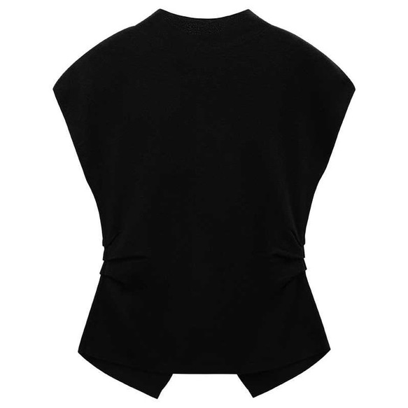 背中設計感ありニットベスト　ウール混紡ニットベスト　ブラック　M-L#685 16枚目の画像