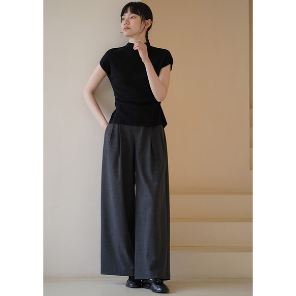 背中設計感ありニットベスト　ウール混紡ニットベスト　ブラック　M-L#685 12枚目の画像