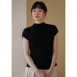 背中設計感ありニットベスト　ウール混紡ニットベスト　ブラック　M-L#685 2枚目の画像