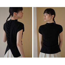 背中設計感ありニットベスト　ウール混紡ニットベスト　ブラック　M-L#685 9枚目の画像