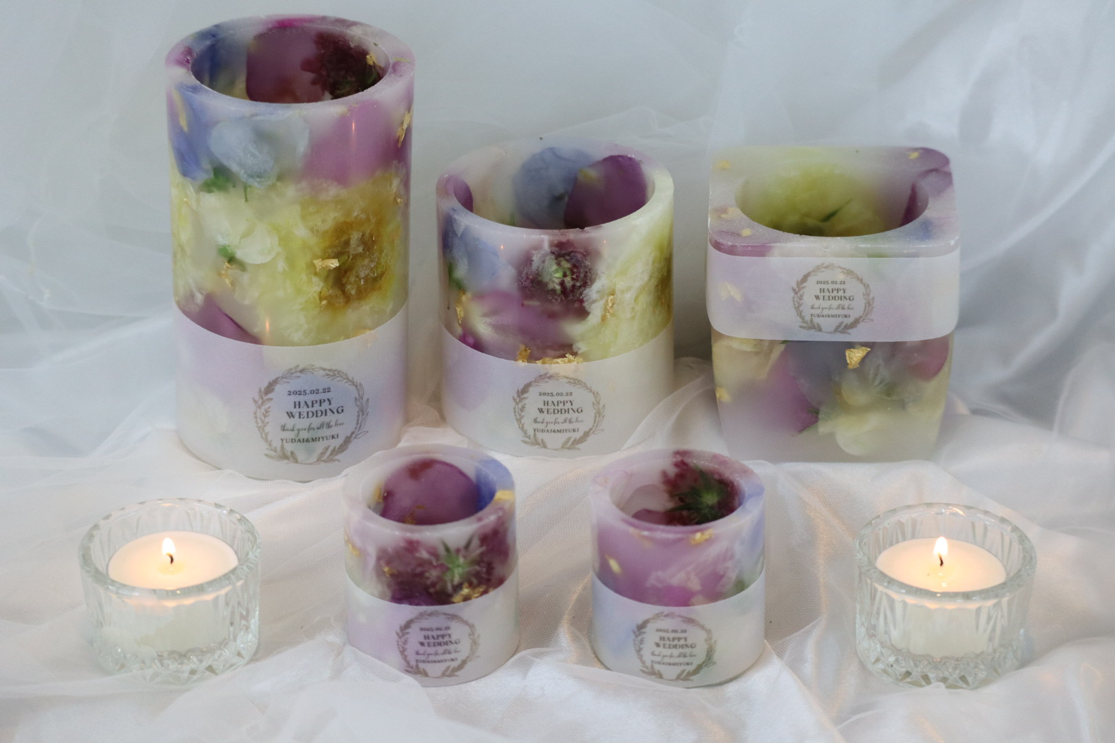 【高評価】アフターブーケ5点セットキャンドルホルダー（アロマティーライトキャンドル2個付）