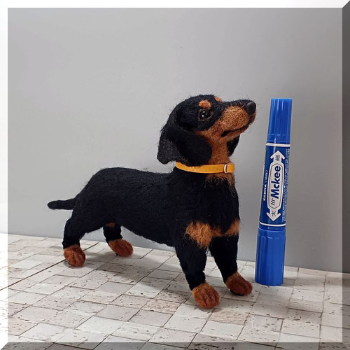 羊毛フェルト犬　ミニチュアダックスフンド 羊毛フェルト 犬 ダックスフンド 犬フィギュア ダックス