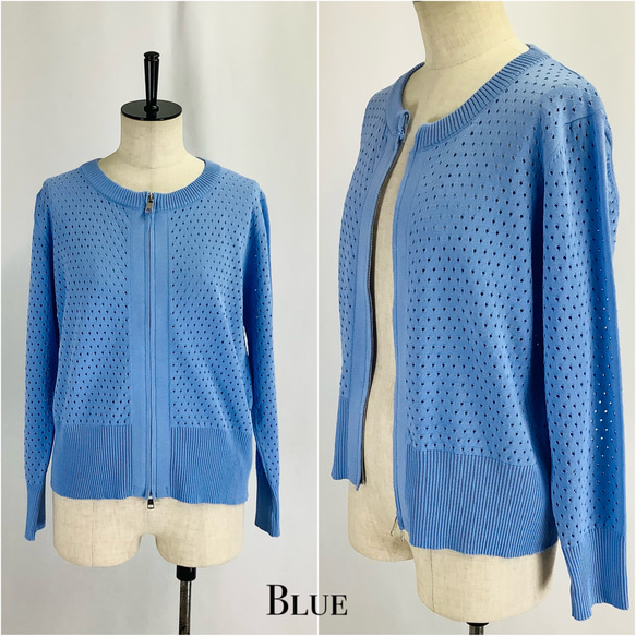 №24975【2025年　春・夏　新作】パンチング　ジップニットカーディガン 20枚目の画像