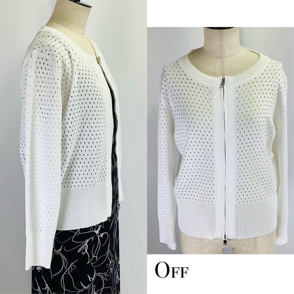 №24975【2025年　春・夏　新作】パンチング　ジップニットカーディガン 15枚目の画像