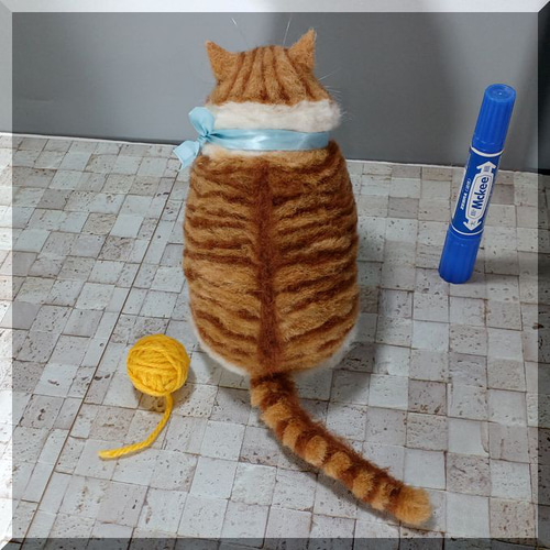 羊毛フェルト 猫 超デブ猫 茶トラハチワレ猫 ブサ猫 ねこ ネコ