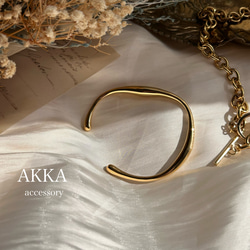 Nuance wave gold bangle stainless ステンレス　ニュアンス　ゴールド　バングル 1枚目の画像