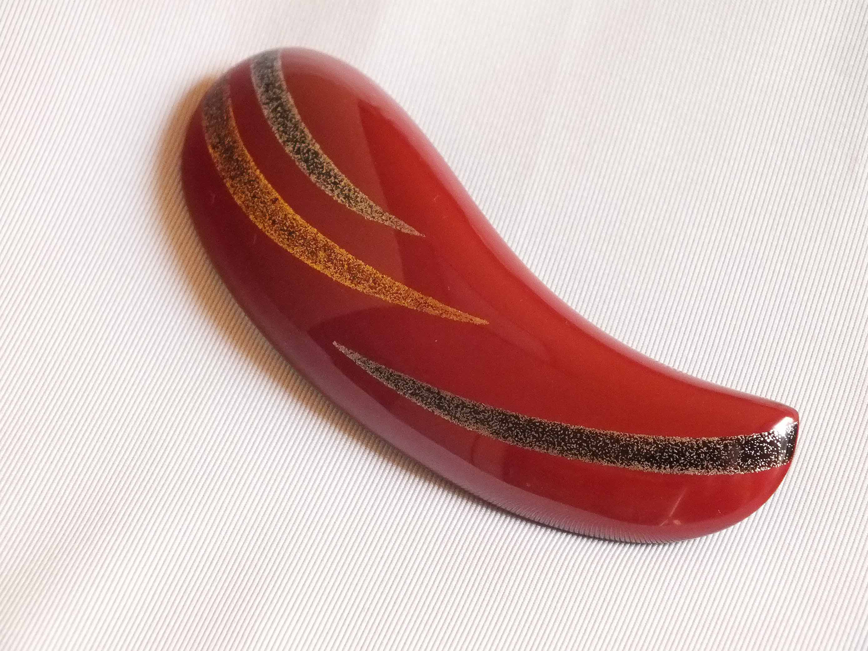 朱蒔絵髪留「ライン」　木製漆塗　紙箱入 25021807