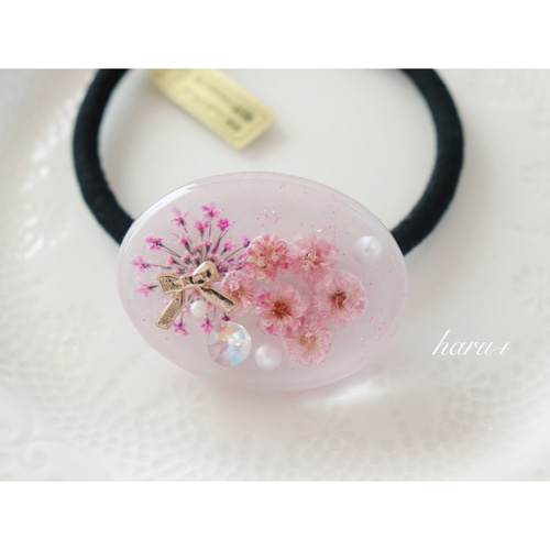 レジンヘアゴム 3連　オレンジ　パールドット　お花エレガント フラワーアート 楽天市場】【1870円以上ゆうパケット送料無料】ヘアゴム/大きめ