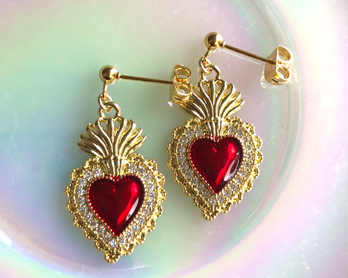 キュービックジルコニア コラソン ハート モチーフ チャーム