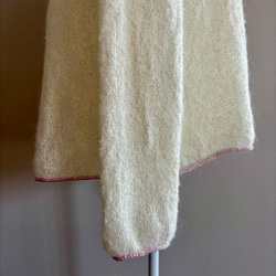 手編み ツートンセーター  ピンク&クリーム 8枚目の画像